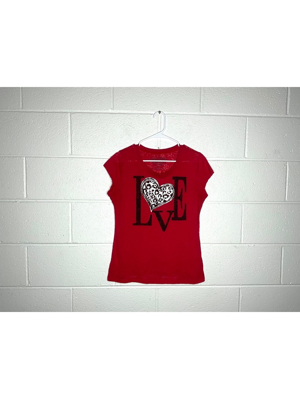 < Y2K Rocker Girl LOVE Leopard Print Heart Graphic Tee Size XXL > - Picture 2 of 5